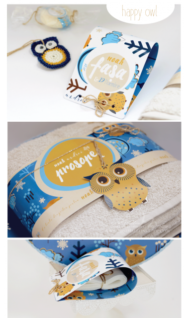 Trusou de botez cu broderie personalizata pentru baieti, Owl Baby Boy 7